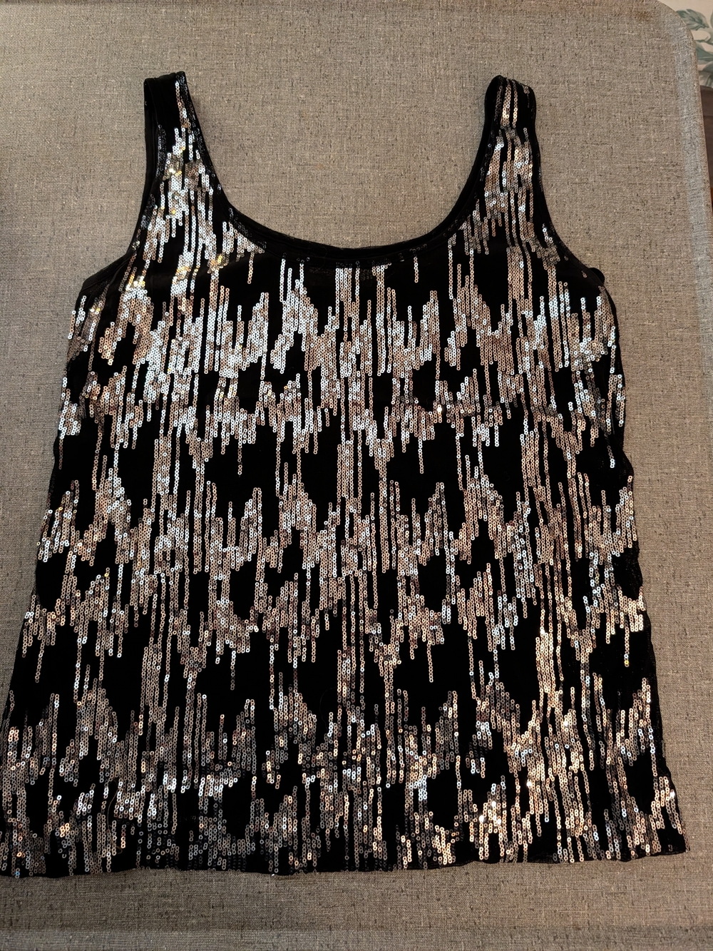 Calvin Klein Black Camisole with Silver Sequins Size XL